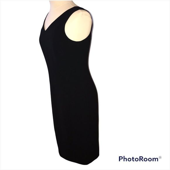 JONES NEW YORK 4 LBD V neck front and back zipper back black dress - Picture 8 of 10